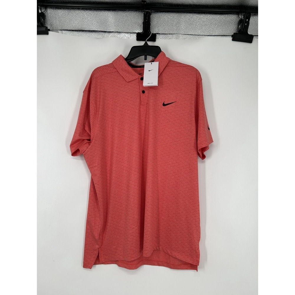 Nike Vapor Golf Polo Shirt Men Large Red Stripes Dri Fit Performance CU9800-631